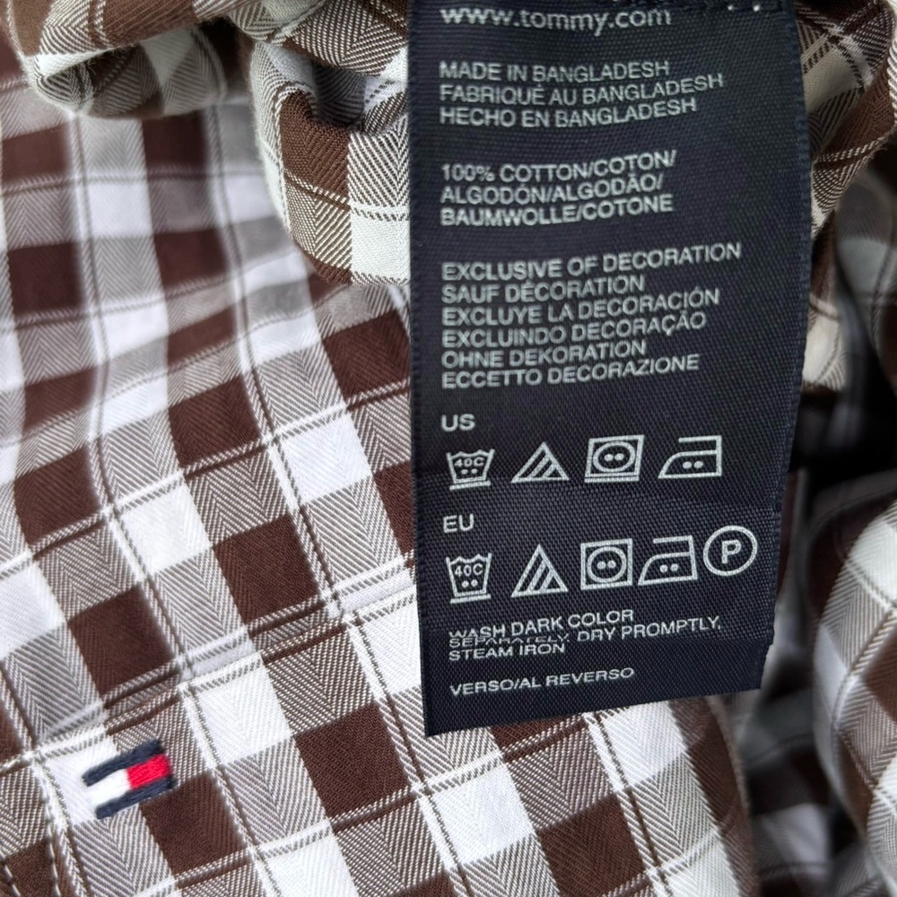 TOMMY HILFIGER Check Plaid Button Down Oxford Long Sleeve Gingham Print Shirt - Picture 9 of 12